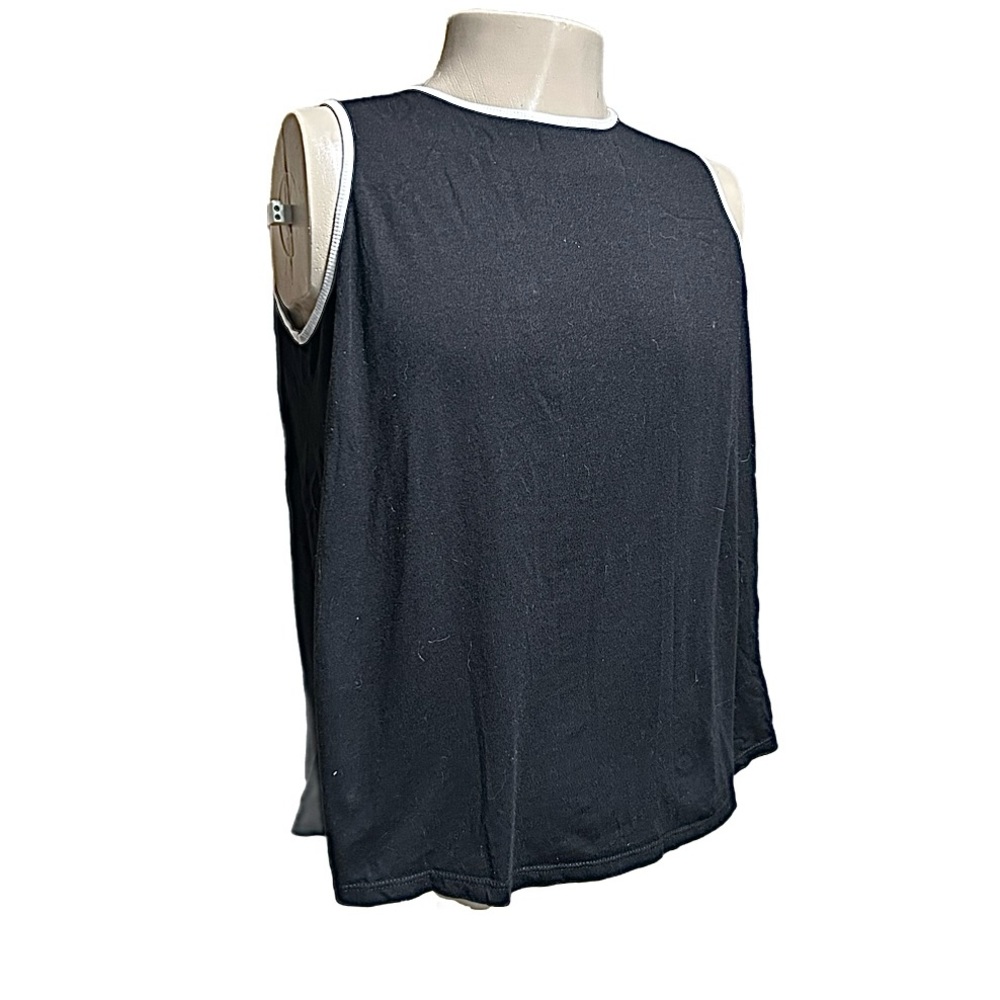 Women’s ASOS Sleeveless Top in Black with White Accent Hem Lines
